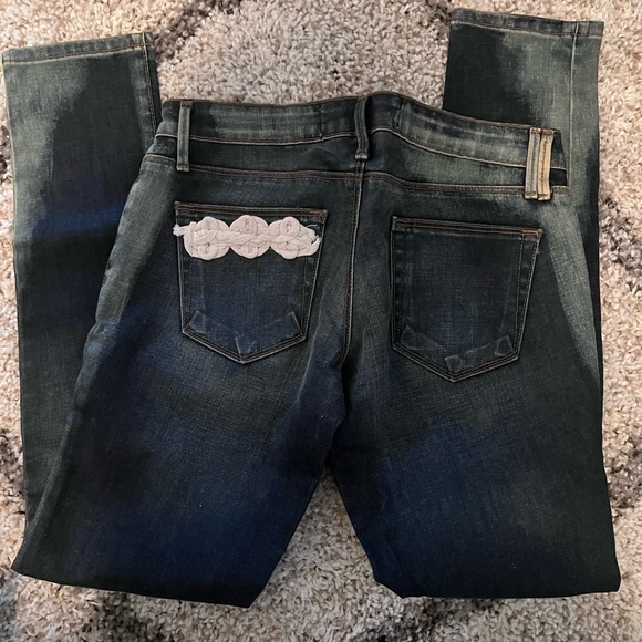 Artisan de Luxe x Free People Distressed Lace Patch Skinny Denim 26 2 NWT - Picture 6 of 9